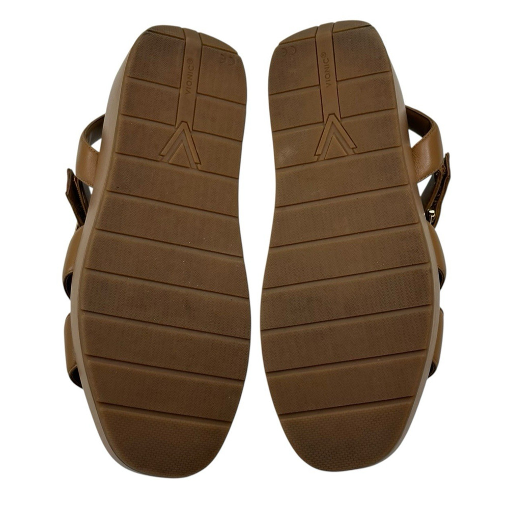 Vionic Delano Platform Wedge Fisherman Sandals Camel Leather Womens Size 7 New - Picture 9 of 9